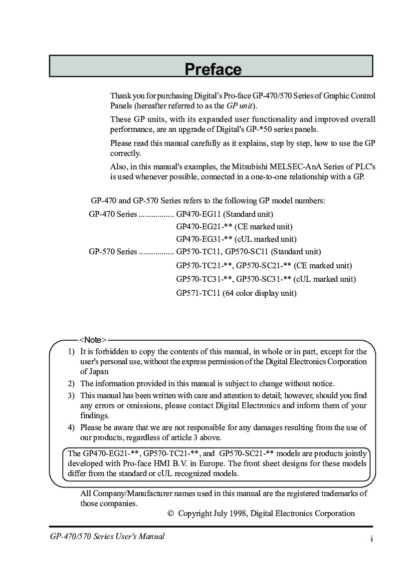First Page Image of GP570-SC11 Series User Manual.pdf